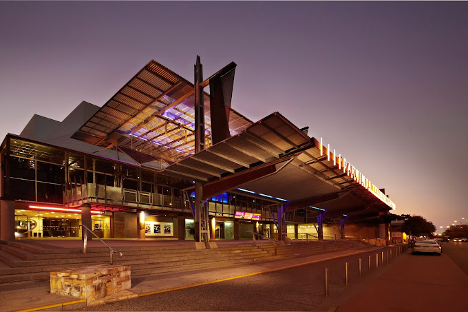 Darwin Entertainment Centre at night.